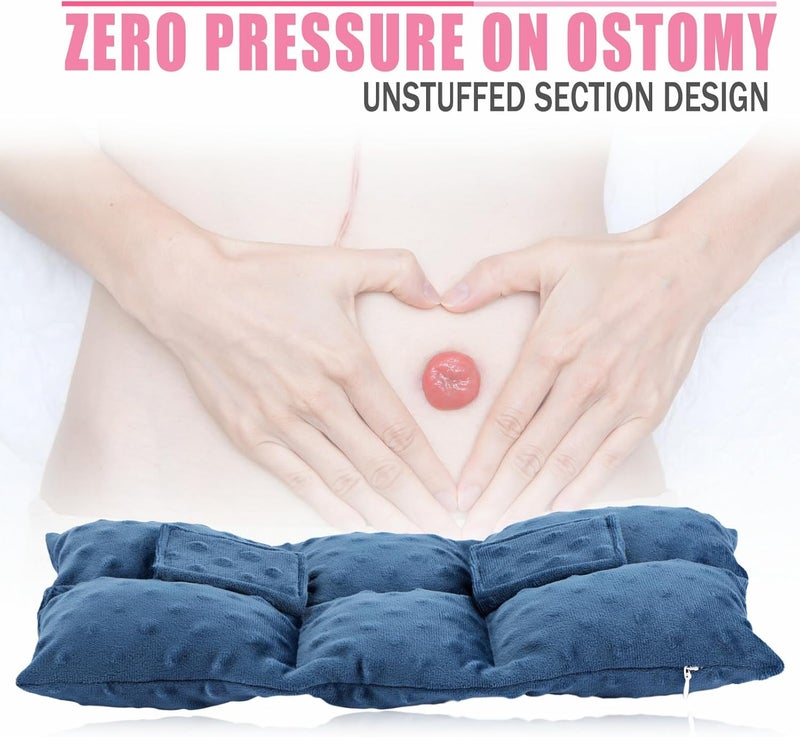 BNRendles Ostomy Seatbelt Pillow, Ostomy Driving Protector, Stoma Shiled Ileostomy Urostomy Riding Guard, No Squeezing, Ostomate Must Have Supplies, Minky Dot Denim Blue - Image 2